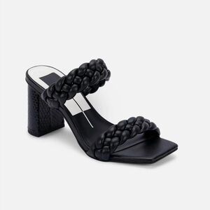 Dolce Vita Paily Black Stella Braided Straps Slip On Open Toe Heeled Sandals